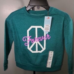 Cat & Jack Teal Sweatshirt with Pink and White Design